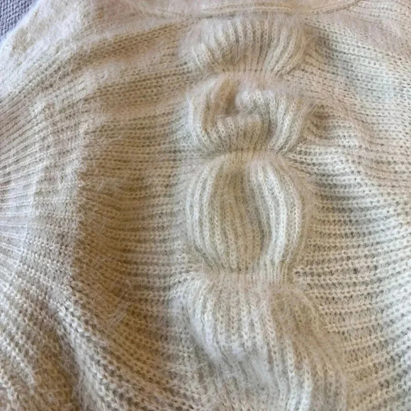 b-Sharp Womens Cream Mohair Blend Knit Cardigan Sweater Sz L Boho Slouchy Dolman - Picture 11 of 14